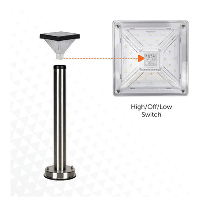 Solar LED Luxor Stainless Steel Bollard Light - Gama Sonic