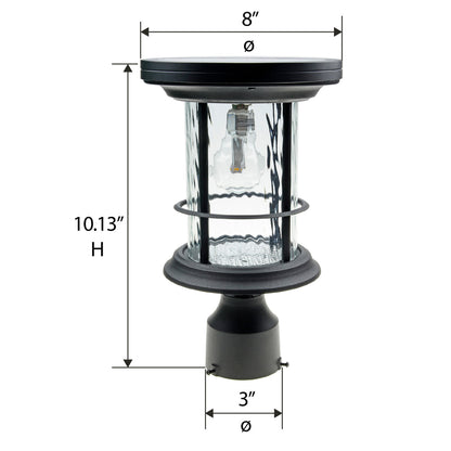 Solar LED Silo Post Light - 100 Lumens - 2700K - Black Finish - Gama Sonic