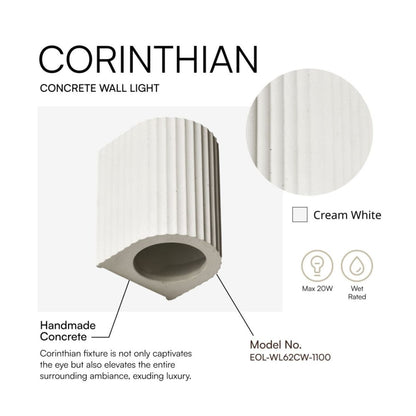 Artisan Concrete Collection Corinthian Wall Sconce Fixture - E26 Socket - Euri Lighting