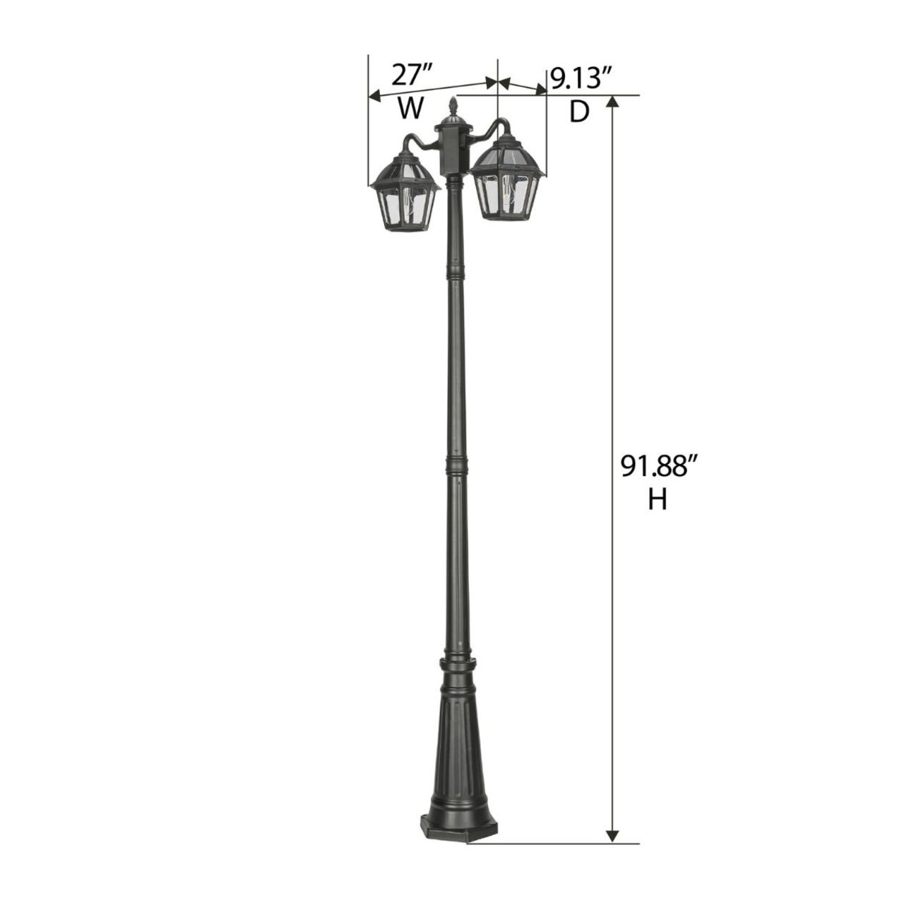 Solar LED Polaris Double Head Lamp Post - Gama Sonic