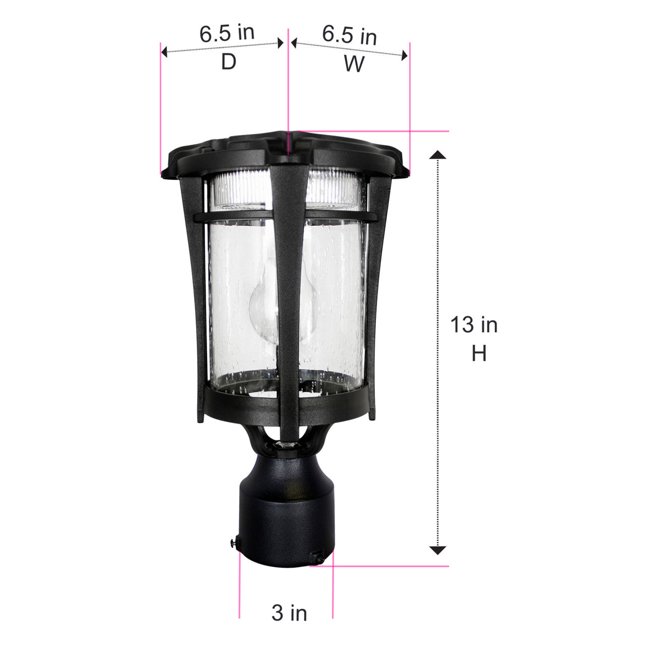 Solar LED Aurora Lantern Light - 50 Lumens - 2700K - Black Finish - Gama Sonic