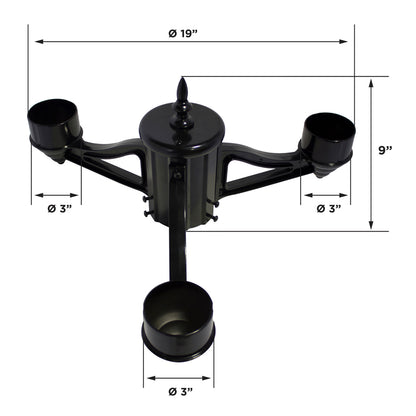 Triple-Head Bracket Kit with 3in. Fitter - Black Finish - Gama Sonic