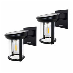 2-pack Solar LED Coach Lantern Wall Light - Black or Grey Finish - Gama Sonic