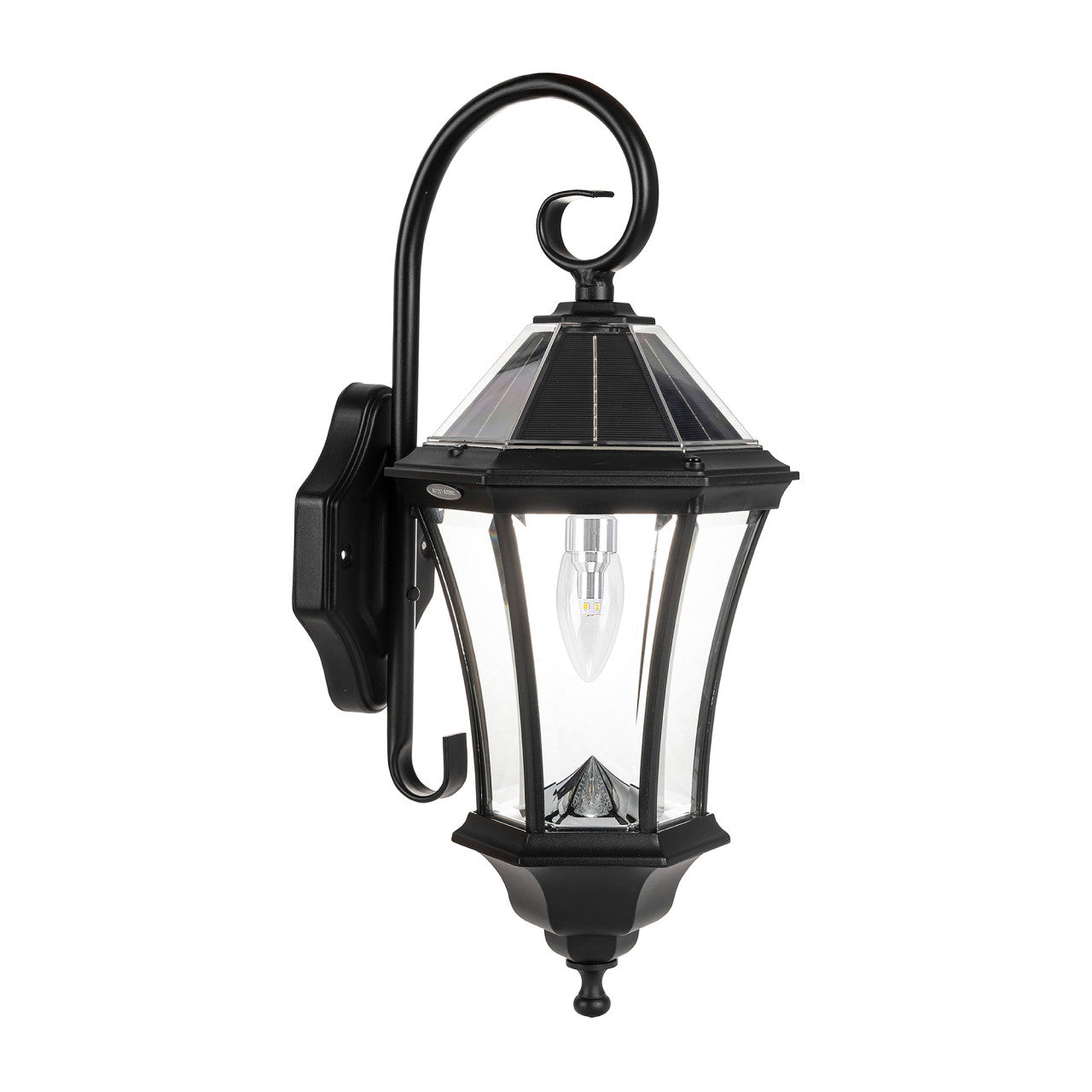 LED Victorian Morph Solar Wall Light - 150 Lumens - 2700K - Black Finish - Gama Sonic