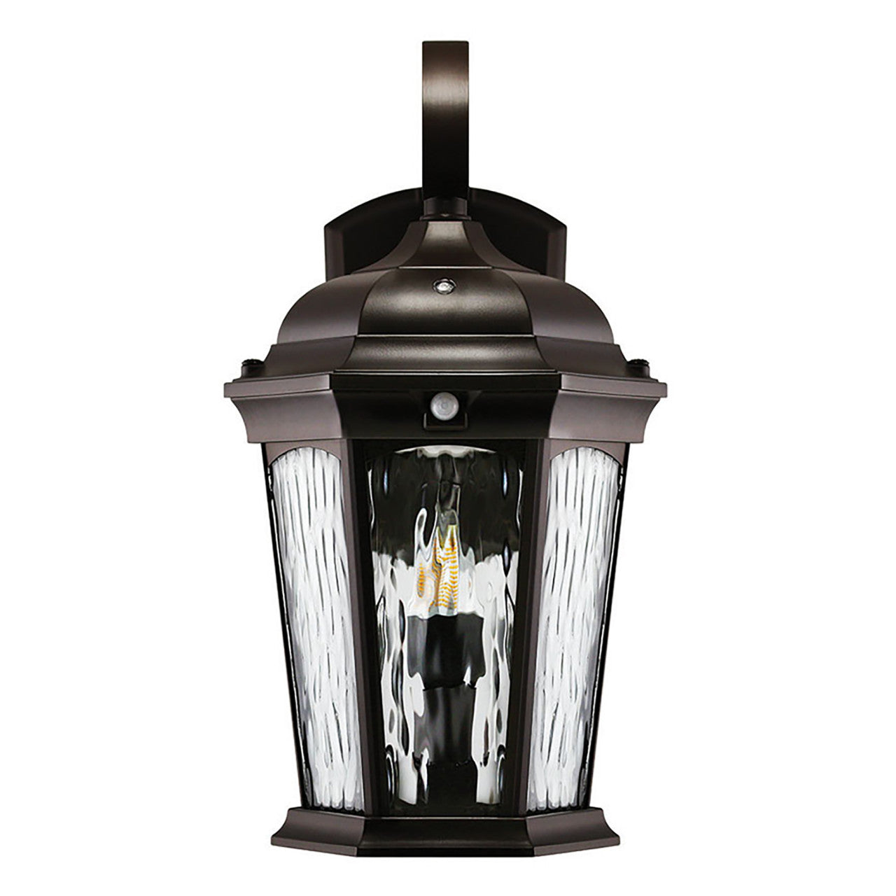 LED Outdoor Wall Flame Lantern Light - 12.5W - 1200 Lumens - 3000K - Bronze Water Glass Finish - Euri Lighting