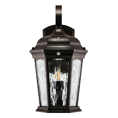 LED Outdoor Wall Flame Lantern Light - 12.5W - 1200 Lumens - 3000K - Bronze Water Glass Finish - Euri Lighting