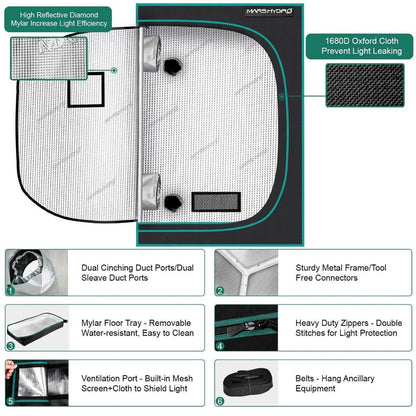 5ft. x 5ft. x 6.5ft. Indoor Grow Tent - Mars Hydro