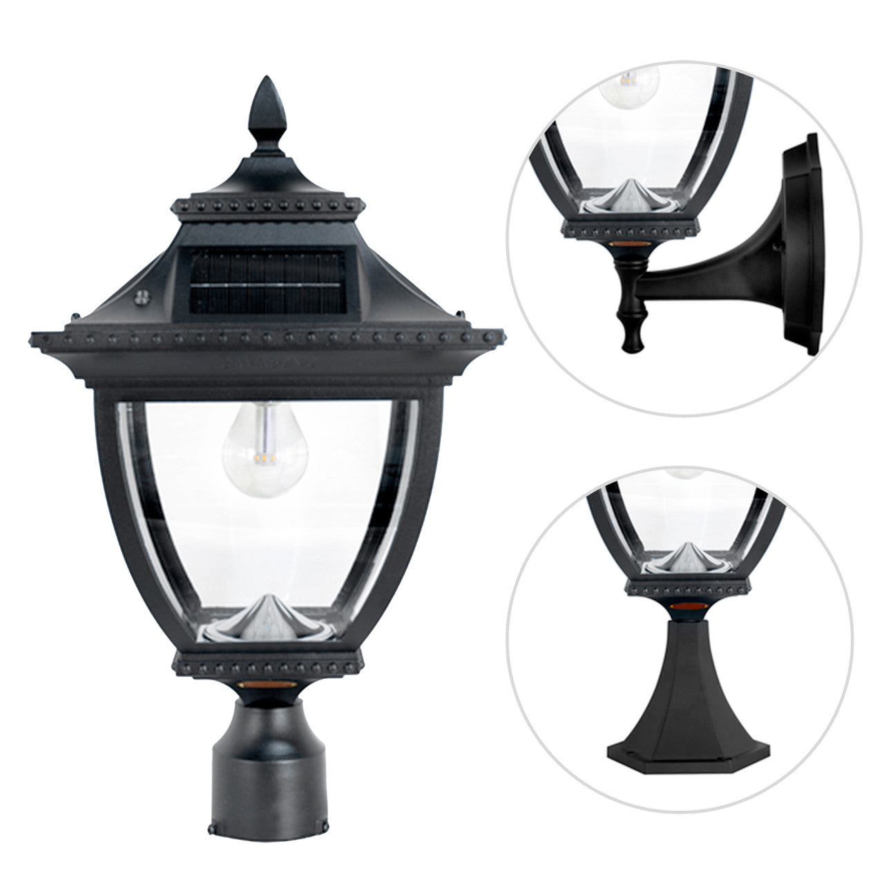 Solar LED Pagoda Lantern Light - Black - Gama Sonic