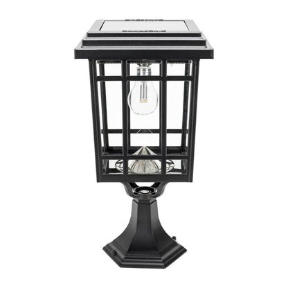 Solar LED Grand Prairie Bulb Post Light - Black Finish - Gama Sonic