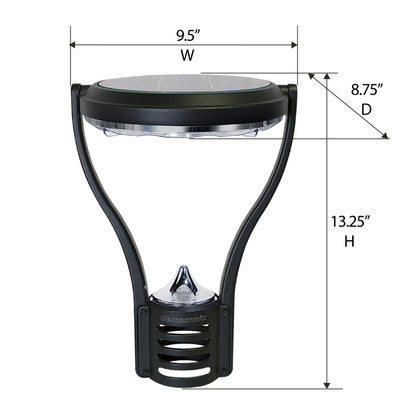 Solar LED Modern Post Light - 150 Lumens - 2700K - Black Finish - Gama Sonic